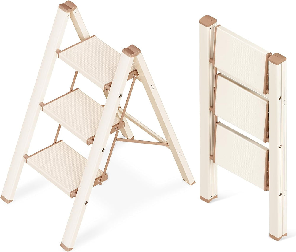 3 Step Ladder, Folding Step Stool with Anti-Slip Wide Pedal