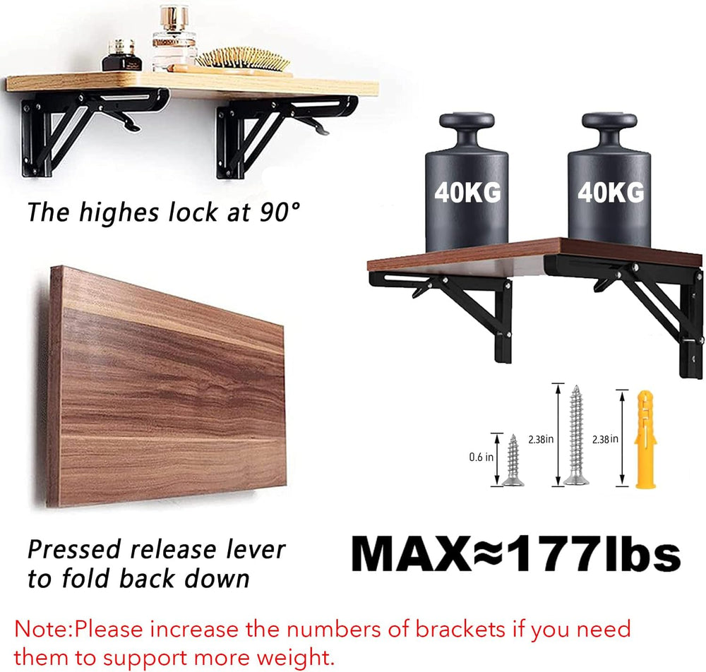 Folding Shelf Brackets - 16 Inch 6 Packs Heavy Duty Metal Collapsible Shelf B...