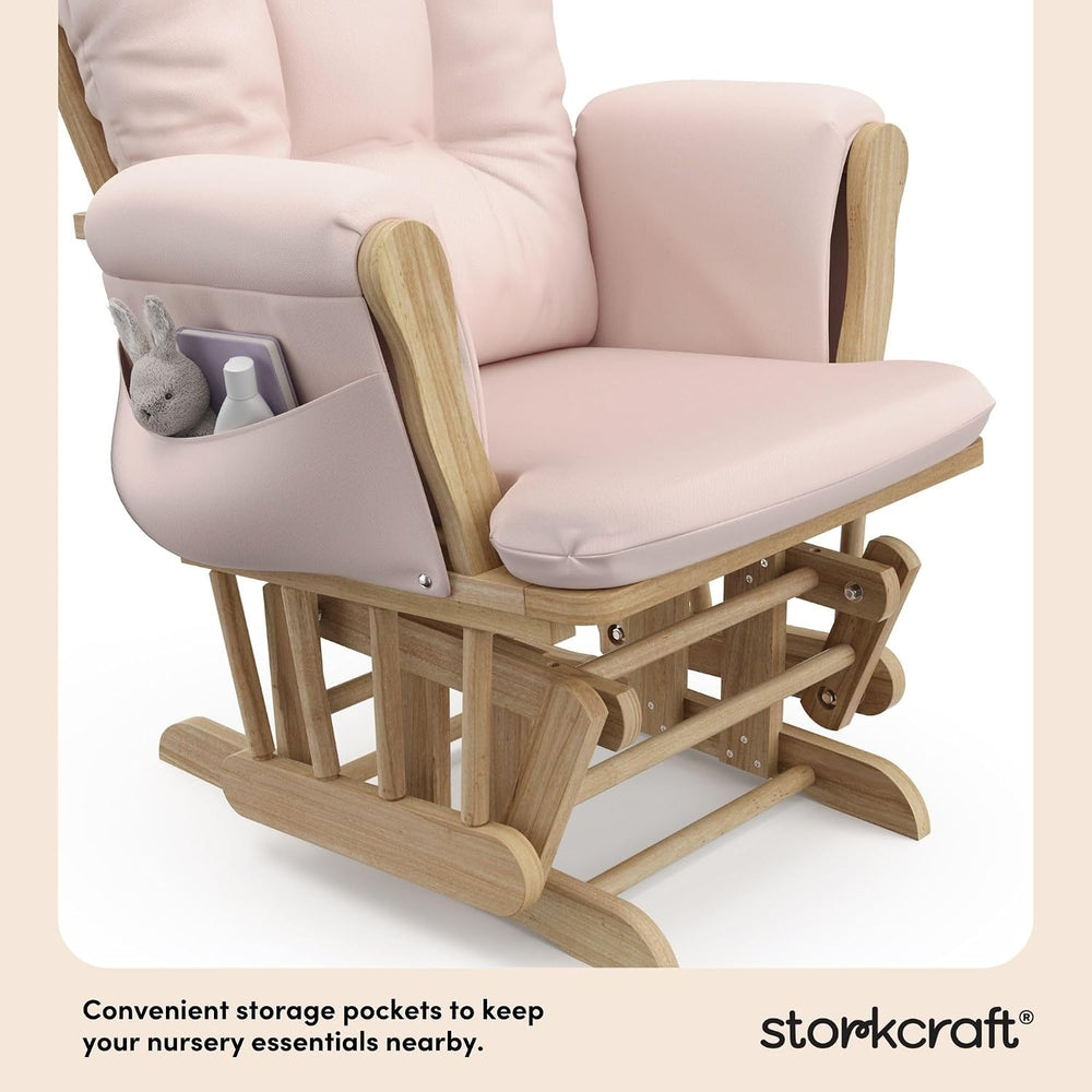 Storkcraft Premium Hoop Glider & Ottoman, Natural/Pink