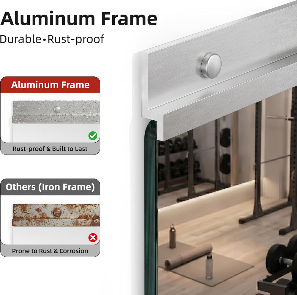 Home Gym Mirror for Wall, 50"x25"-3PCS Frameless Tempered Glass Mirror