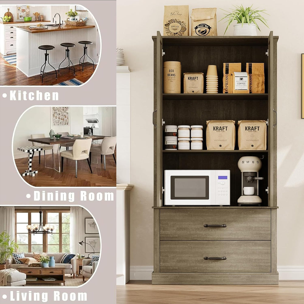 GarveeHome 64.4'' Tall Kitchen Pantry Cabinet with Adjustable Shelves...