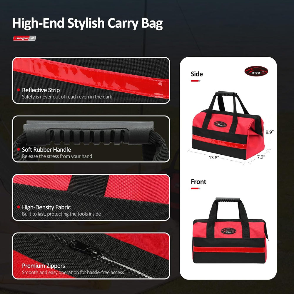 Emergency Roadside Kit for Car, Auto Vehicle Safety Kit, with Jumper Cables