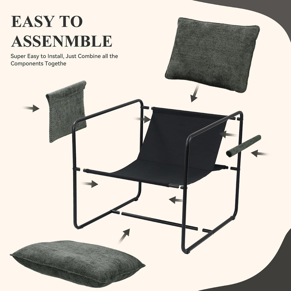 Nebuaegis Accent Chair with Metal Frame, Upholstered Living Room Chairs with ...