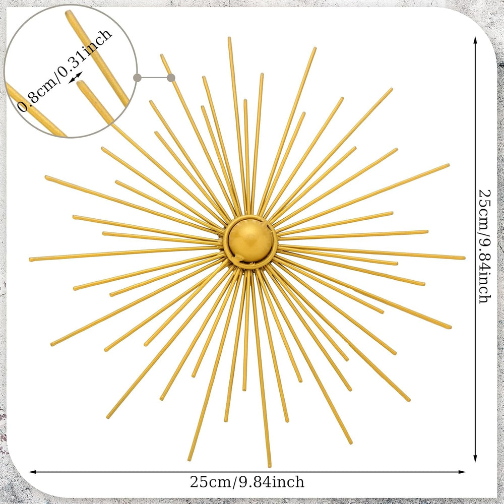 Barydat 6 Pcs Gold Sunburst Wall Decor Metal Bling Starbursts Wall Art