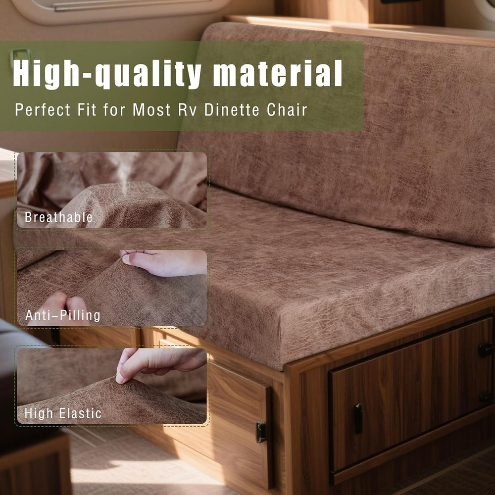 4PCS Leather Look RV Dinette Cushion Covers, Stretchable Camper Cushion Cover...