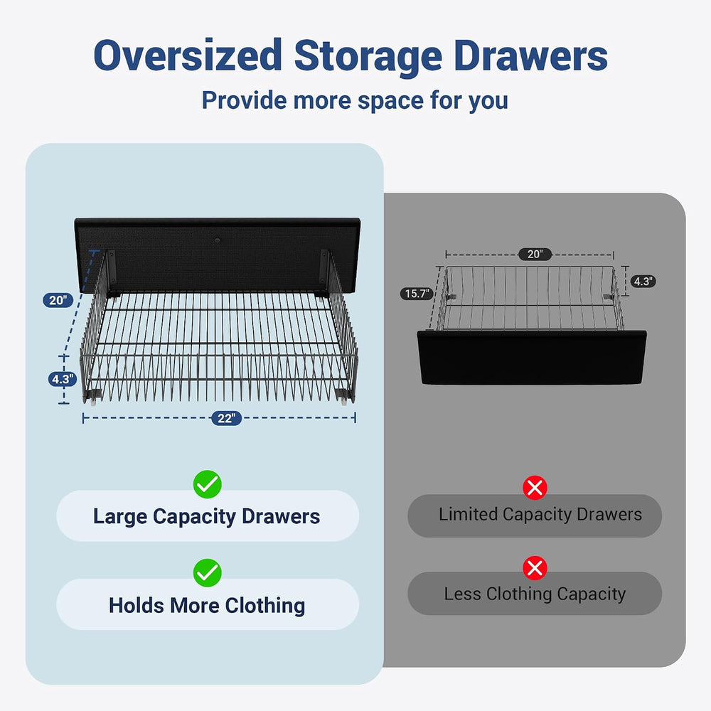 Allewie Full Size Bed Frame with 2-Tier Storage Headboard & 2 Large Drawers