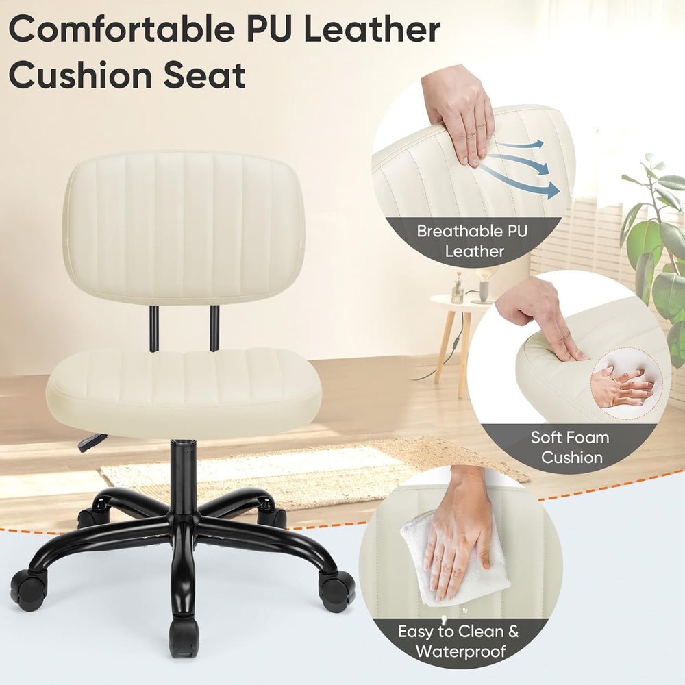 DUMOS Armless Office Chair, Small Home Desk Chair, Lumbar Support