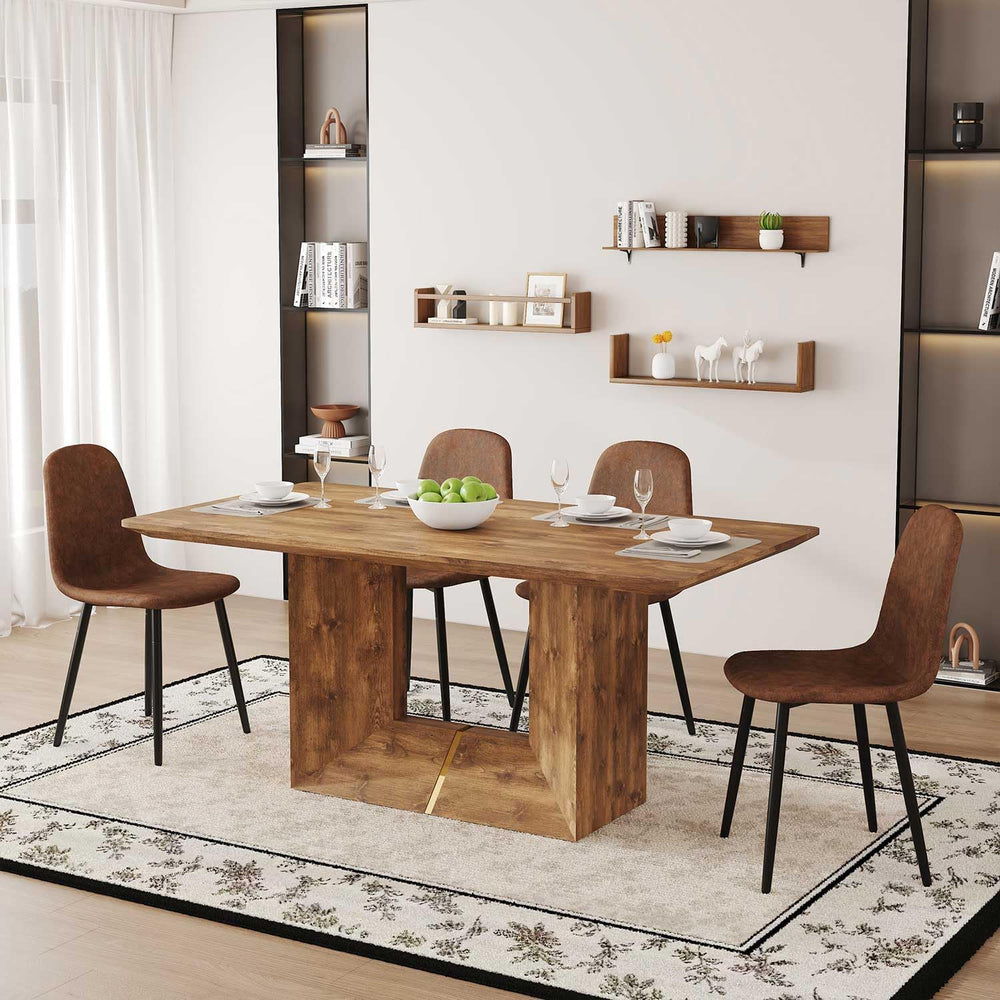 63'' Dining Table Set for 4, Wooden Dining Table Set with Chairs