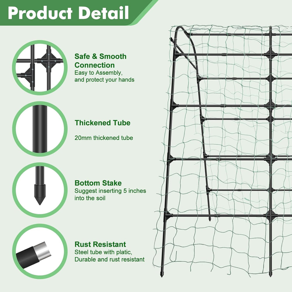 GOJAWAY 7*5.4* 5FT Arch Metal Garden Trellis,Outdoor Climbing Support Frame