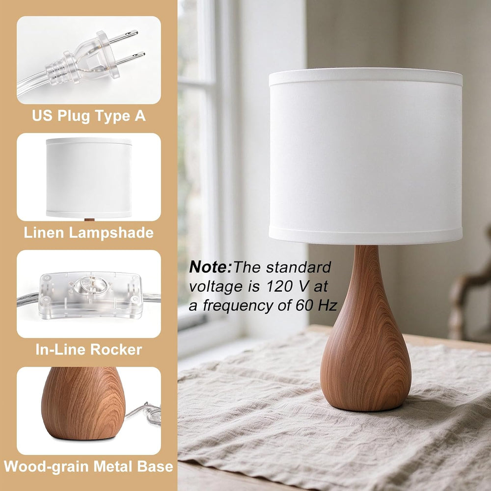 Farmhouse Style Table Lamp, Bulb Not Included, Pack of 2, Faux Wood Grain