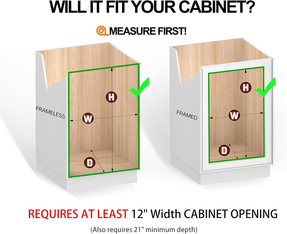 JOWBOOW Pull Out Shelves For Kitchen Cabinets 11" W x 21" D, Chrome