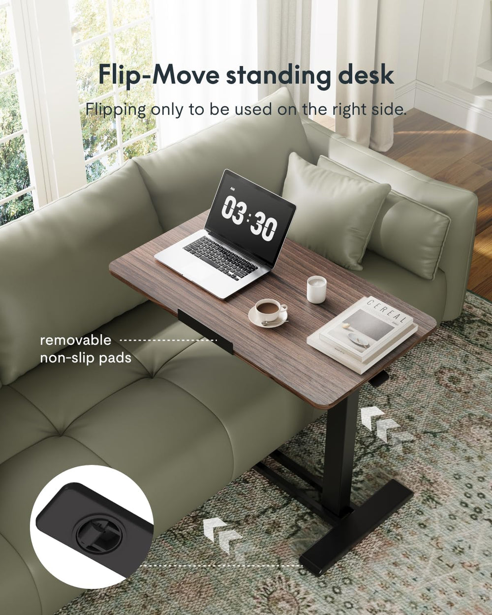 FLEXISPOT H7 PRO 55° Tiltable Mobile Overbed Table with Pneumatic Lift,32'...