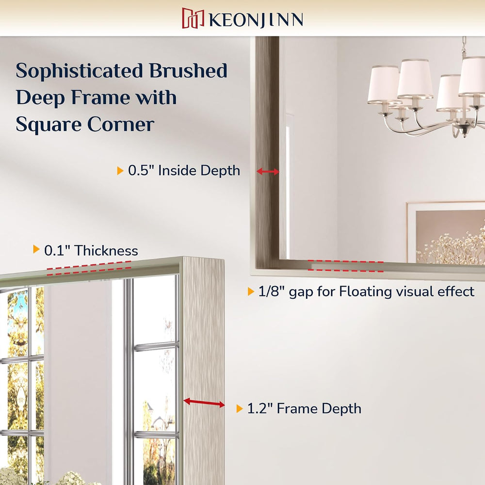 Keonjinn 24x30 Inch Brushed Nickel Bathroom Mirror for Over Sink, Rectangle