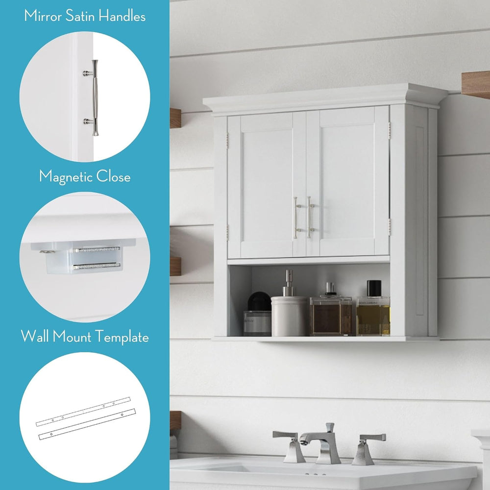 RiverRidge Somerset Two-Door Bathroom Wall Mount Medicine Cabinet, White