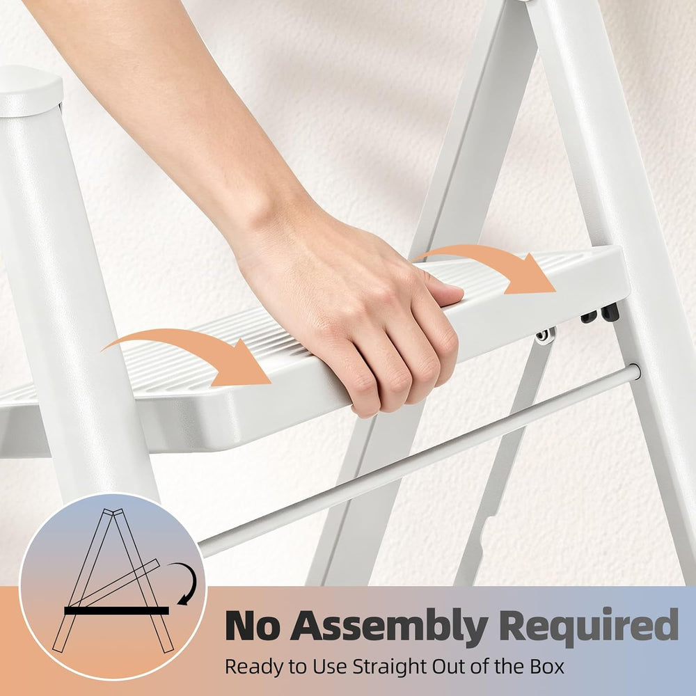 KINGRACK 2 Step Folding Ladder, Lightweight Portable Home Ladder with Non-Sli...