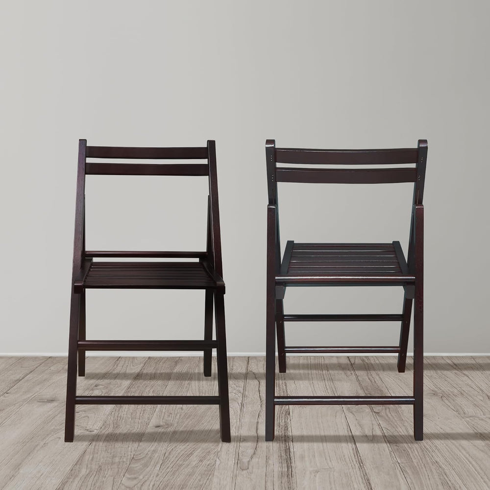 Casual Home Wooden Folding Chairs 2-Pcs Set - Espresso