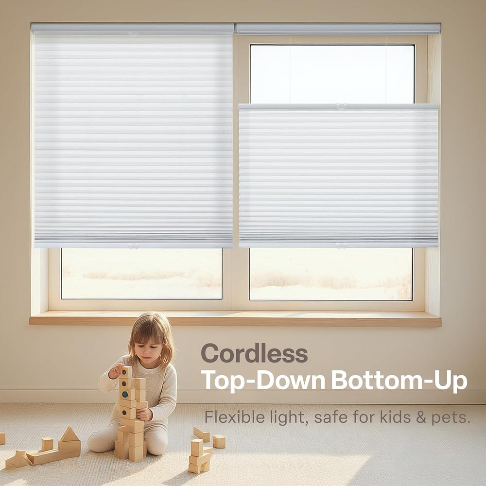 REGAL estate Light Filtering Top Down Bottom Up Shades, White, 35 x 64 in