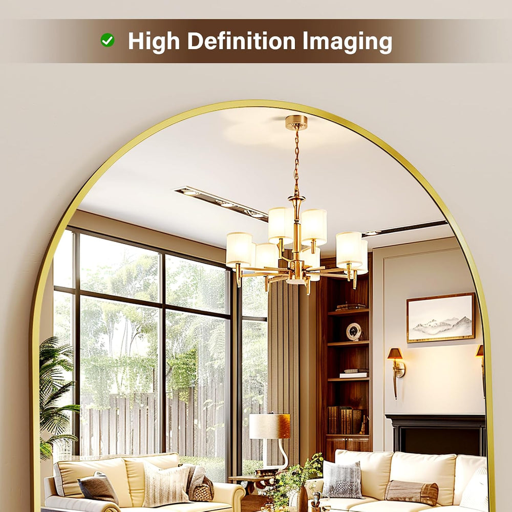 XRAMFY 56" x21 Gold Arched Full Length Mirror Floor Mirrors with Stand