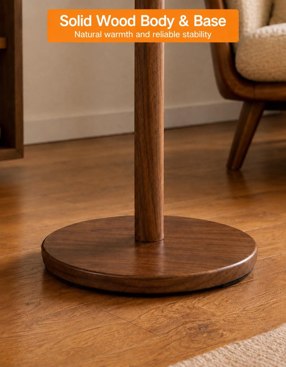 OUTON Wood Floor Lamp with Remote, Dimmable Farmhouse Floor Lamp, Walnut