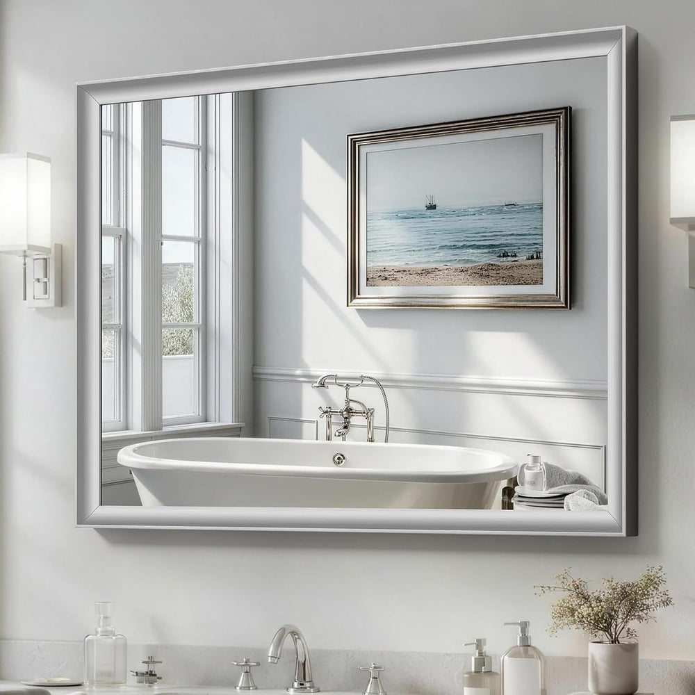 USHOWER 30x40 Inch Brushed Nickel Bathroom Mirrors for Over Sink
