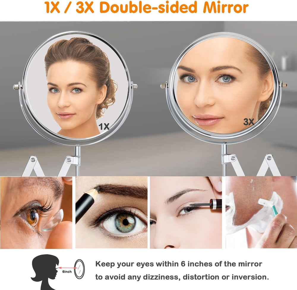 Welllink 7 Inch Extendable Mirror 3X and 1X Chrome