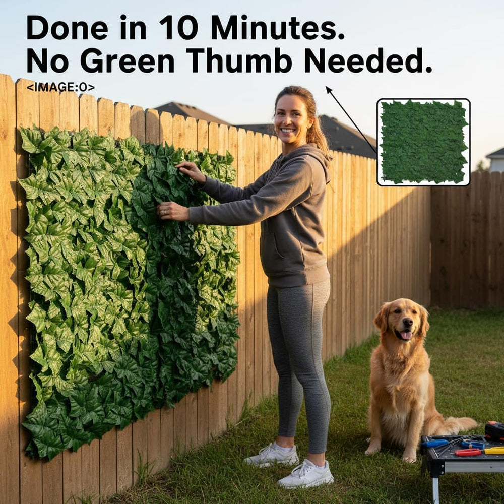 Artificial Ivy Privacy Fence Screen, 40x200in(54 Sqft) Anti-Ultraviolet Artif...