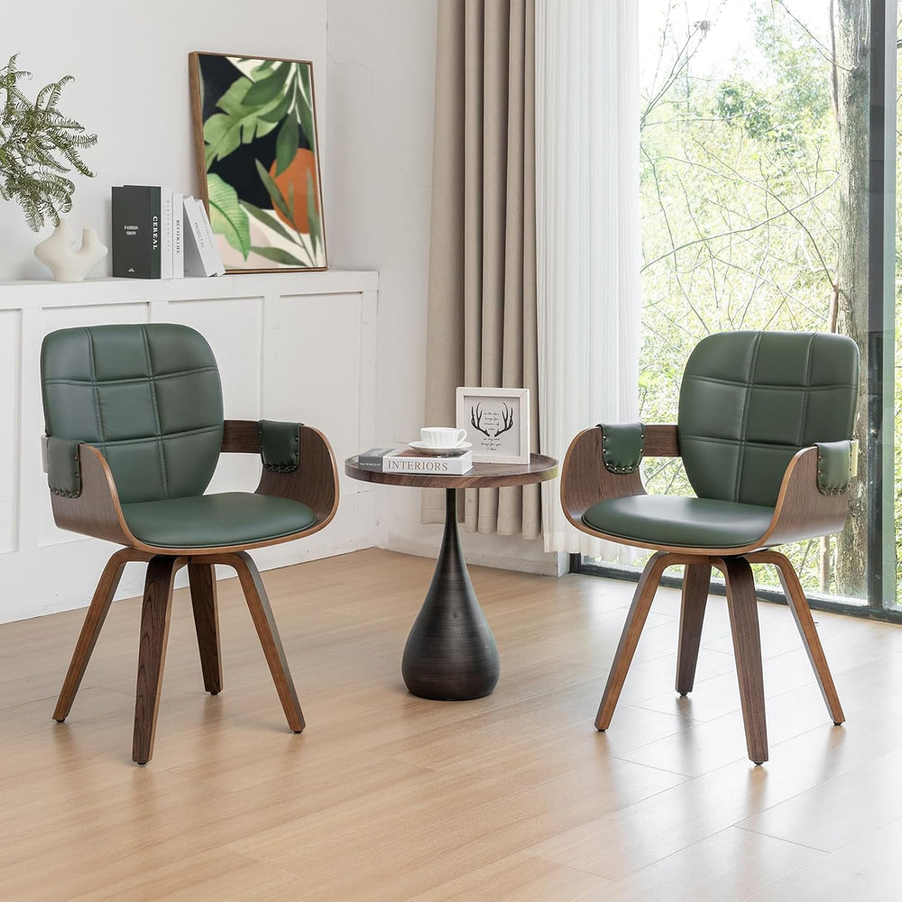 MCM dining Chairs, Faux Leather Dining Chairs with Arms and Curved Back