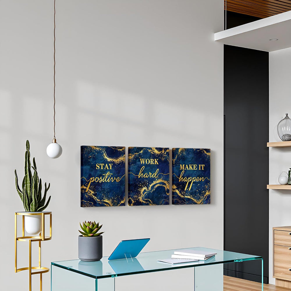 LevvArts Inspirational Wall Art Stay Positive Work Hard Make It Happen Office...