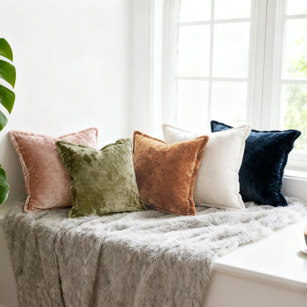 Velvet Pillow Covers 2 Pack Soft 26x26 Pillow Covers Solid Square Euro Shams ...