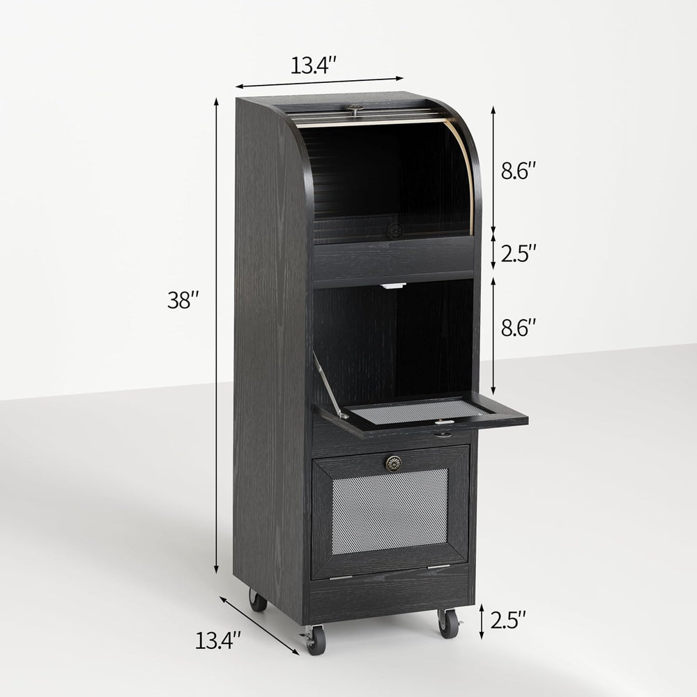 Potato & Onion Storage Bin with Wheels & Mesh Doors,3-Tier Bread Box,...