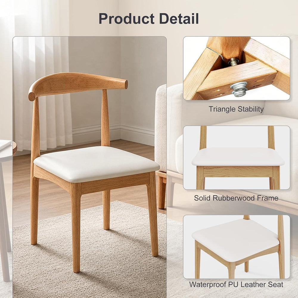 Solid Wood Dining Chairs Set of 2, Mid Century Modern Kitchen Chairs