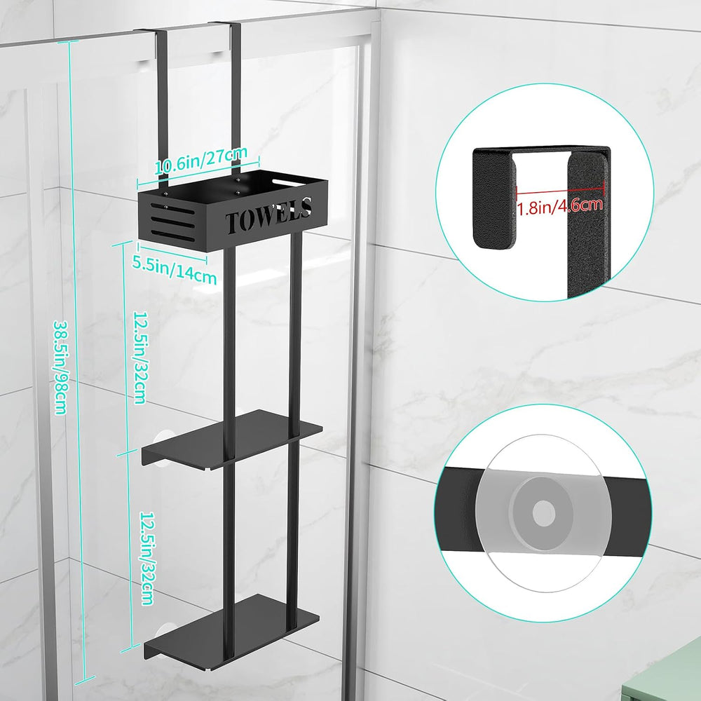 Bethom 3 Tier Over The Door Towel Rack, Hanging Towel Rack, Matte Black