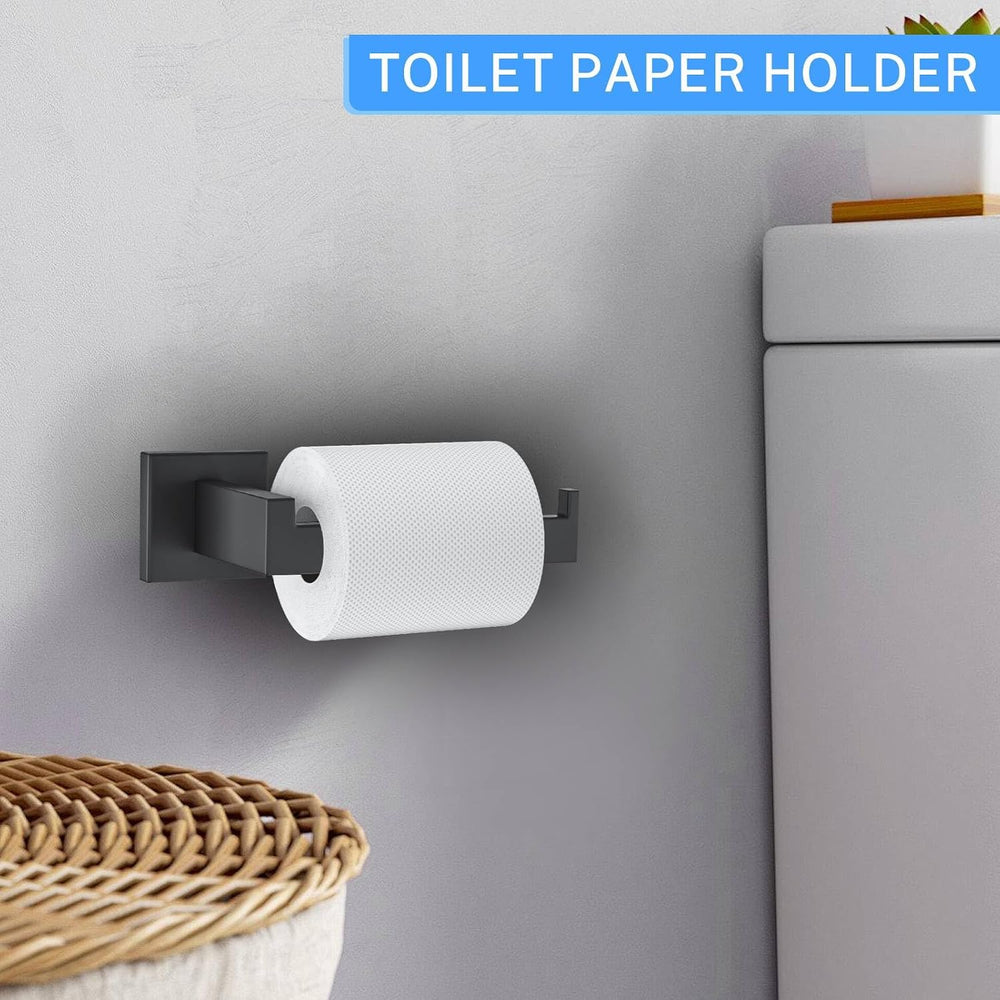 10-Piece Matte Black Bathroom Hardware Accessories Set Black Towel Bar Set To...