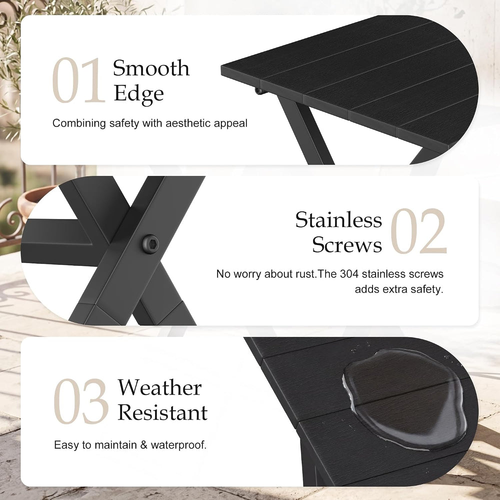 Outdoor Side Table Portable Folding Table Easy to Install,Black