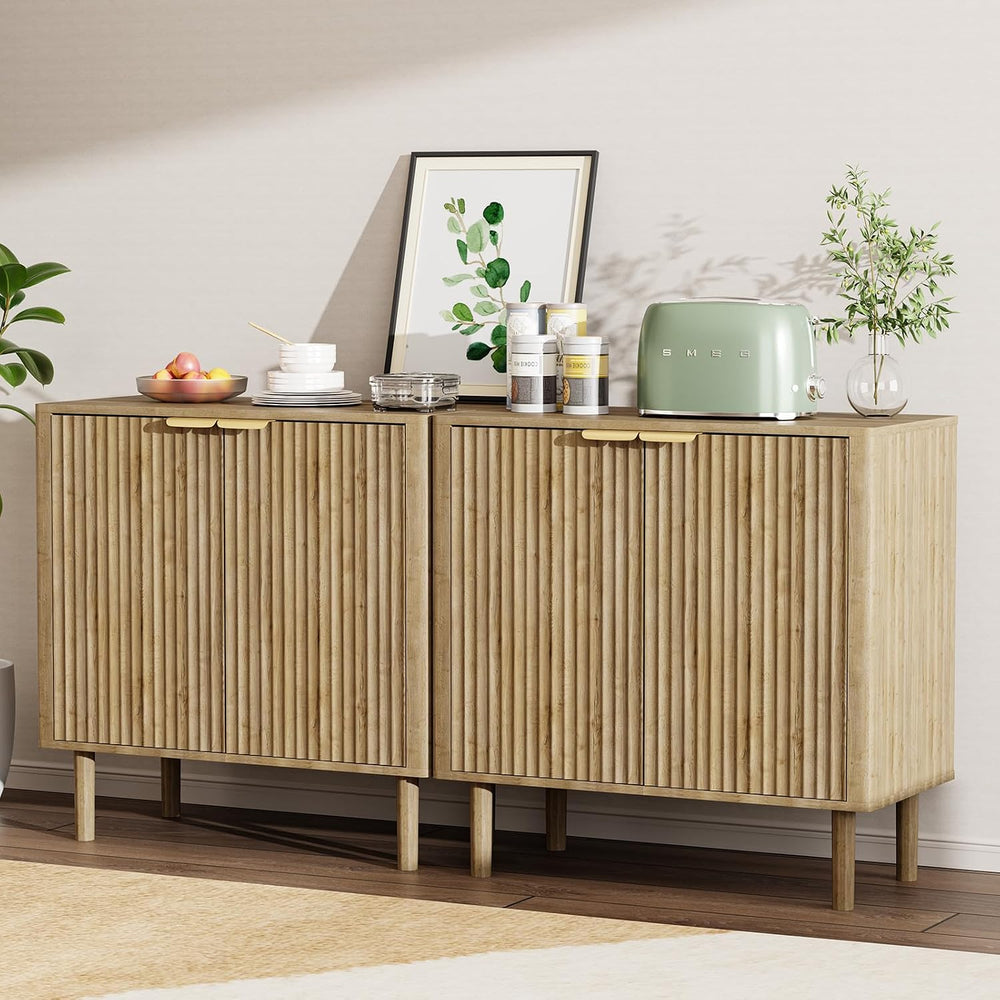 IKALIFE Sideboard Buffet Cabinet with Storage 31.5"(2pcs) Oak