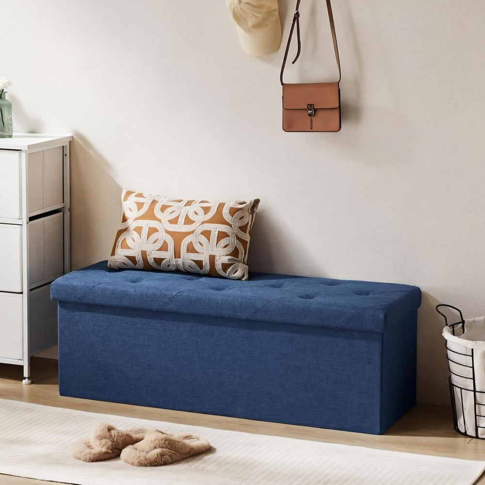 DUMOS 43 Inch Folding Storage Ottoman Bench, Large Ottoman with Storage