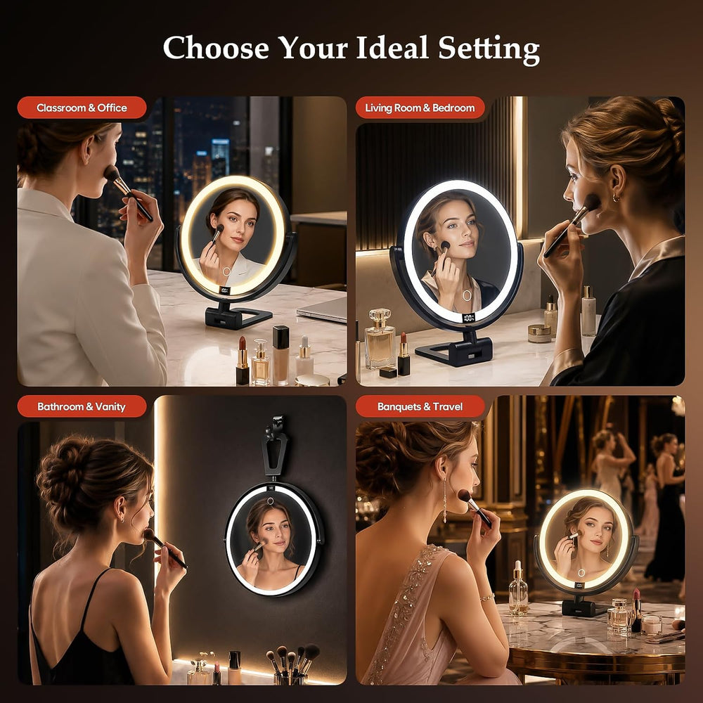 1X/30X Makeup Mirror with Lights, Magnifying Mirror (Black)