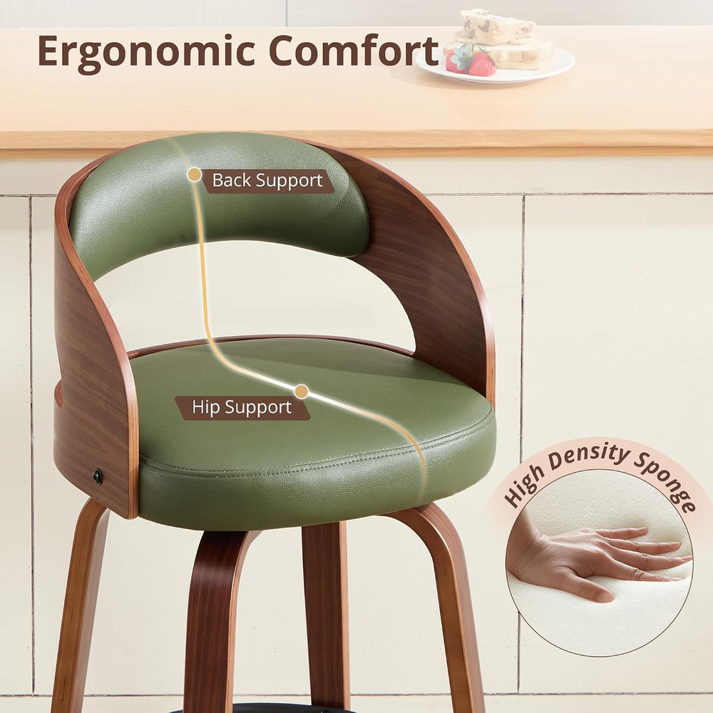 Swivel Bar Stools Set of 2,26" Faux Leather Upholstered Counter Height B...