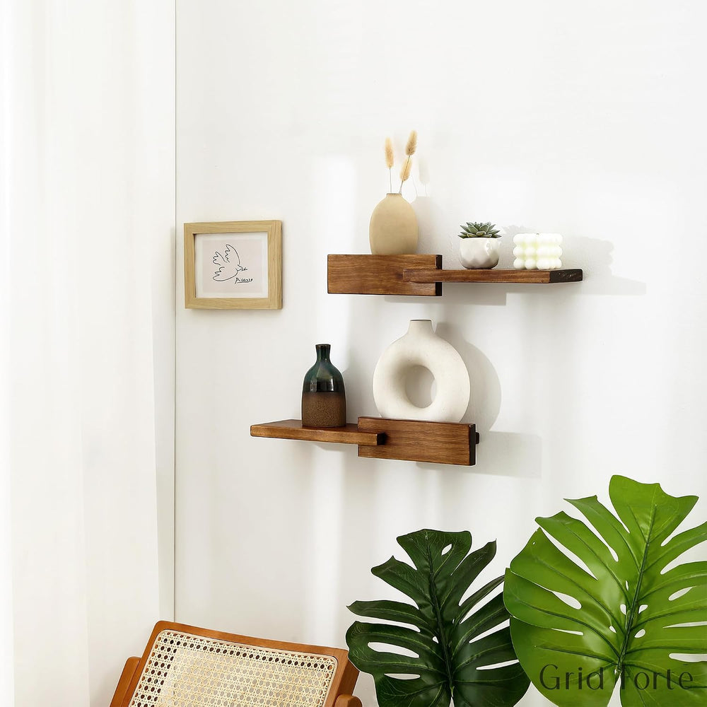 GRID FORTE 2 Pack Modern Reversible Wall Floating Shelves