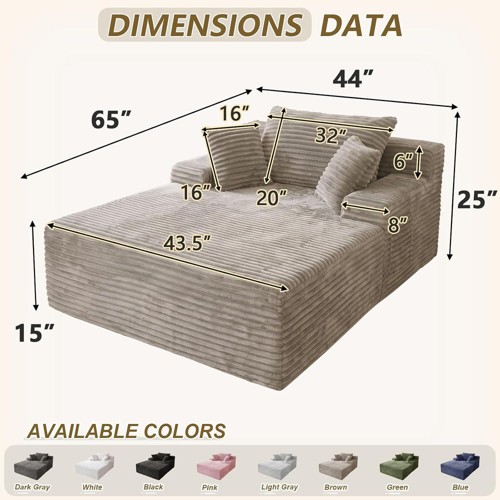 65" Oversized Boneless Chaise Lounge Chair, Cloud Reading Chair