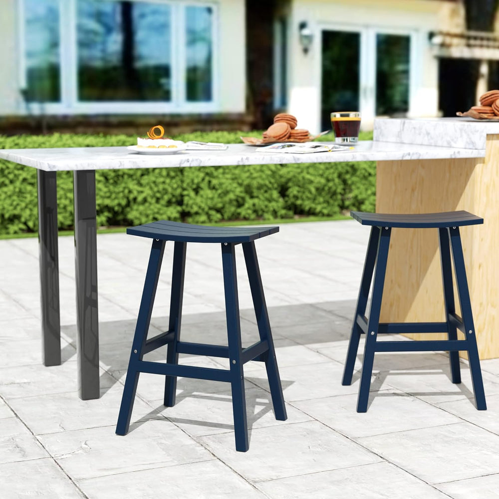 HDPE Laguna Contempo 29" Saddle Bar Stool, Navy Blue