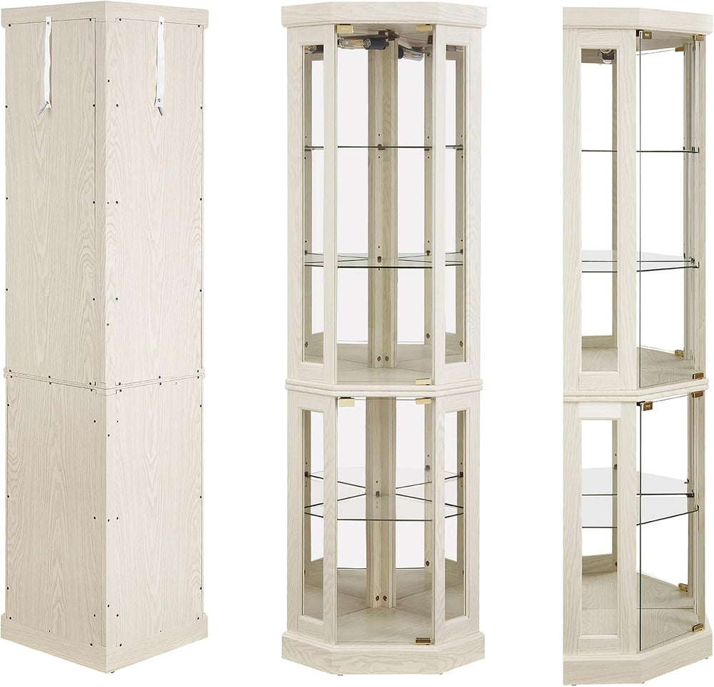 69" H Lighted Curio Cabinet Corner Display Case,Corner Glass Cabinet wit...
