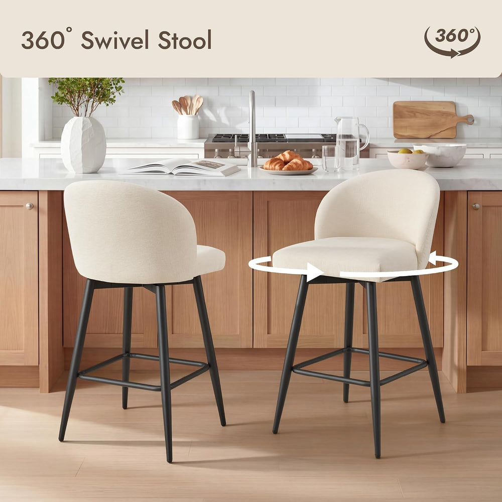 Zerel's Home 26" Counter Height Bar Stool Set of 3,Linen Fabric Upho...