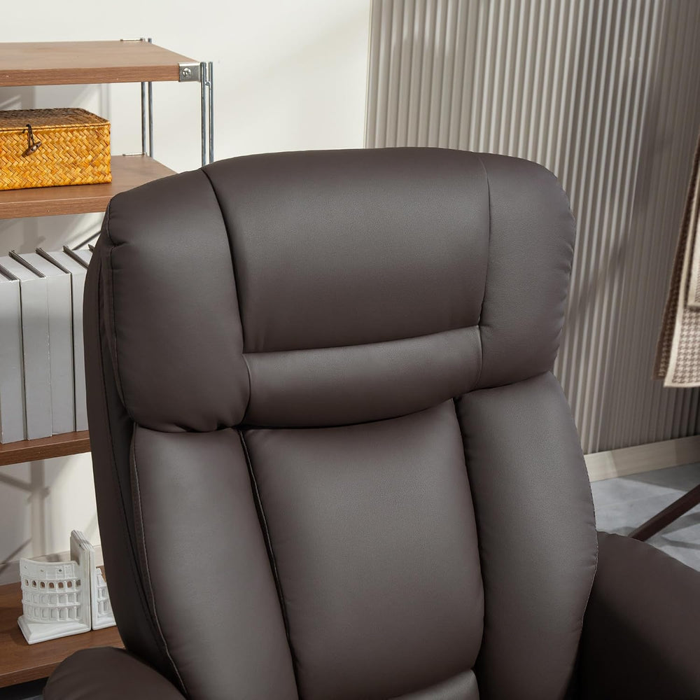 HOMCOM Recliner Chair with Ottoman, PU Leather Swivel Recliner with Comfy Foo...
