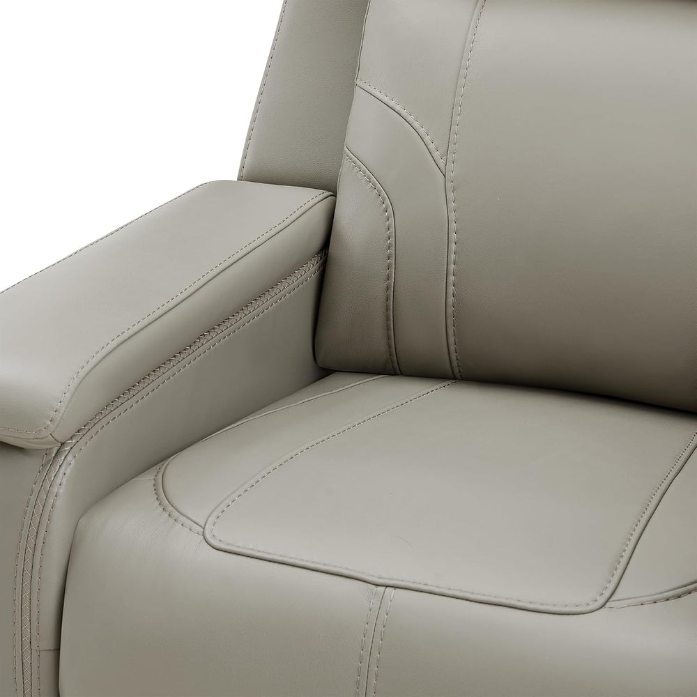 Watson & Whitely Genuine Leather Recliner Lay Flat W Power Headrest Grey