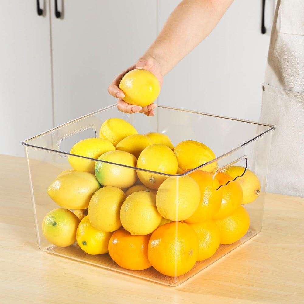 Vtopmart 4 Pack Extra Large Clear Storage Bins, 11x11 Cube Organizer