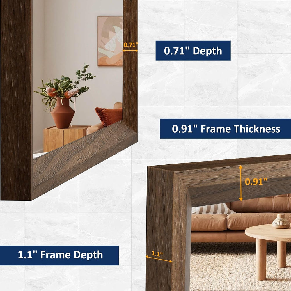 WEER Bathroom Vanity Mirror Walnut 24X36 Inch