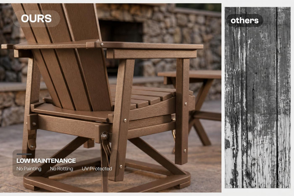 4-Piece Adirondack Swivel Glider Chair Set, Composite HDPE Outdoor Furniture ...