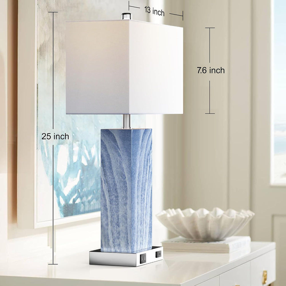 Touch Control Table Lamps with White Fabric Shade Set of 2, 3-Way Dimmable Mo...