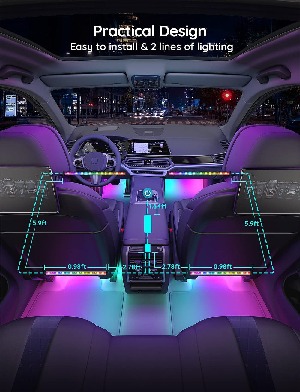 Govee Car LED Strip Lights, Smart RGBIC Interior Car Lights, APP Control